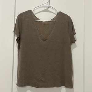 UO olive raw hem t shirt
